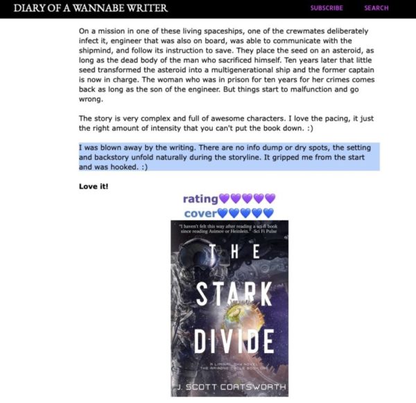 Diary of a Wannabe Writer - review The Stark Divide
