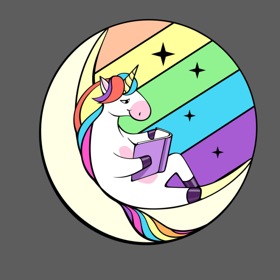 unicorn reading - deposit photos